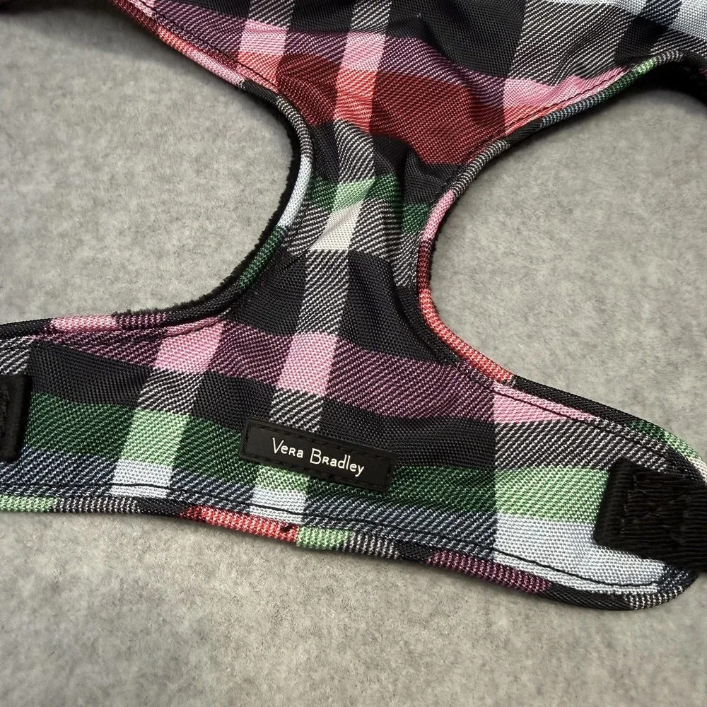 VERA BRADLEY Dog Harness Pink Multicolor Plaid Fleece Lined Size M/L